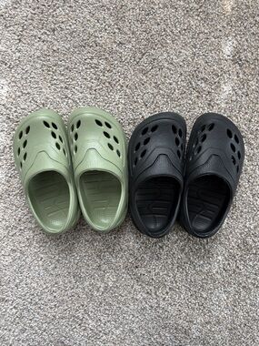 Toddler Slip-On Shoes in Olive Green and Black